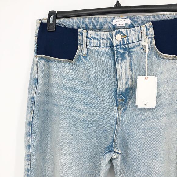 GOOD AMERICAN Good 90's Maternity Wide Leg Jeans 14/32 Light Blue934 NWT - Picture 8 of 16